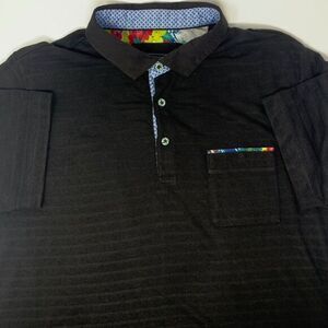 Visconti Black with Floral Inside Neckline Men's Polo‎ Shirt Size Large
